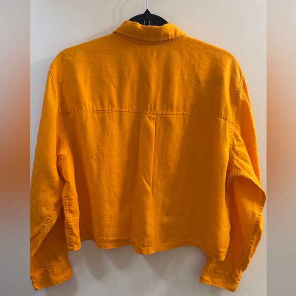 Everlane 100% Linen The Way-Short Shirt Marigold Cropped Boxy M - Picture 10 of 10